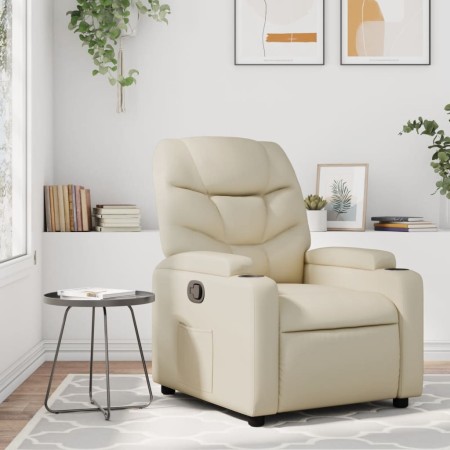 Sillón reclinable de cuero sintético crema de , Sillones - Ref: Foro24-372466, Precio: 237,99 €, Descuento: %