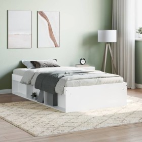 White bed frame 100x200 cm by , Beds and slatted bases - Ref: Foro24-3203831, Price: 160,05 €, Discount: %