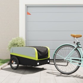 Black and green iron bicycle trailer 45 kg by , Bicycle trailers - Ref: Foro24-94053, Price: 91,99 €, Discount: %