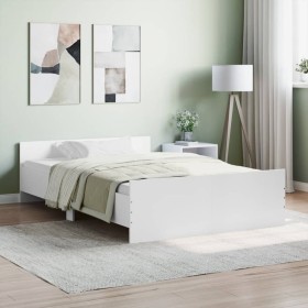 Estructura de cama con cabecero piecero blanco 120x200 cm de , Camas y somieres - Ref: Foro24-3203740, Precio: 132,29 €, Desc...