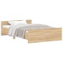 Bed frame with Sonoma oak headboard and footboard 120x200 cm by , Beds and slatted bases - Ref: Foro24-3203742, Price: 149,96...