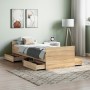 Bed frame with Sonoma oak headboard and footboard 75x190 cm by , Beds and slatted bases - Ref: Foro24-3203819, Price: 154,53 ...