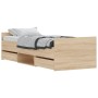 Estructura de cama con cabecero piecero roble Sonoma 75x190 cm de , Camas y somieres - Ref: Foro24-3203819, Precio: 154,53 €,...