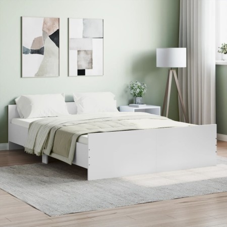 Estructura de cama con cabecero y piecero blanco 140x190 cm de , Camas y somieres - Ref: Foro24-3203782, Precio: 157,58 €, De...