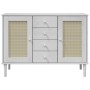 Aparador SENJA aspecto de ratán madera pino blanco 112x40x80 cm de , Aparadores - Ref: Foro24-358026, Precio: 131,66 €, Descu...