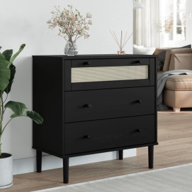 SENJA chest of drawers rattan look solid black pine wood 80x40x80cm by , Drawers - Ref: Foro24-358024, Price: 130,96 €, Disco...