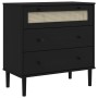 SENJA chest of drawers rattan look solid black pine wood 80x40x80cm by , Drawers - Ref: Foro24-358024, Price: 130,96 €, Disco...