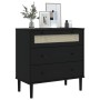 Cómoda SENJA aspecto ratán madera maciza pino negro 80x40x80cm de , Cajoneras - Ref: Foro24-358024, Precio: 130,96 €, Descuen...