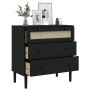 SENJA chest of drawers rattan look solid black pine wood 80x40x80cm by , Drawers - Ref: Foro24-358024, Price: 130,96 €, Disco...