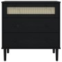 SENJA chest of drawers rattan look solid black pine wood 80x40x80cm by , Drawers - Ref: Foro24-358024, Price: 130,96 €, Disco...