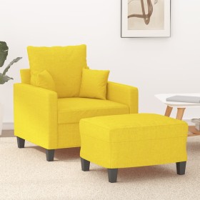 Sillón con taburete tela amarillo claro 60 cm de , Sofás - Ref: Foro24-3201086, Precio: 190,99 €, Descuento: %