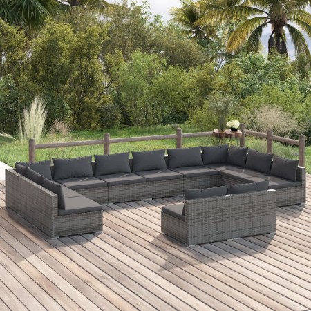 Set de muebles de jardín 12 pzas cojines ratán sintético gris de , Conjuntos de jardín - Ref: Foro24-3102141, Precio: 1,00 €,...