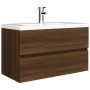 Mueble de baño con lavabo madera contrachapada marrón roble de , Tocadores de baño - Ref: Foro24-3120347, Precio: 259,30 €, D...