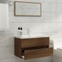 Mueble de baño con lavabo madera contrachapada marrón roble de , Tocadores de baño - Ref: Foro24-3120347, Precio: 251,67 €, D...