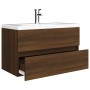 Mueble de baño con lavabo madera contrachapada marrón roble de , Tocadores de baño - Ref: Foro24-3120347, Precio: 251,67 €, D...