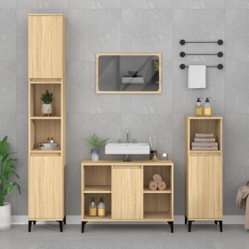 Set de muebles de baño 3 pzas madera contrachapada roble Sonoma de , Muebles de baño - Ref: Foro24-3185624, Precio: 224,99 €,...