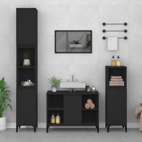 Armario para lavabo madera contrachapada negro 80x33x60 cm de , Tocadores de baño - Ref: Foro24-821293, Precio: 69,91 €, Desc...