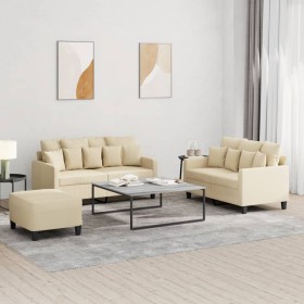 Sofa set with cushions 3 pieces cream fabric by , Sofas - Ref: Foro24-3201658, Price: 520,99 €, Discount: %