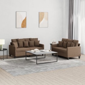 Sofa set with cushions 2 pieces brown fabric by , Sofas - Ref: Foro24-3201651, Price: 464,70 €, Discount: %