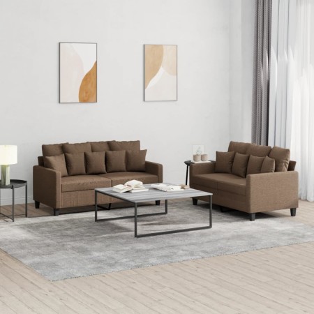 Sofa set with cushions 2 pieces brown fabric by , Sofas - Ref: Foro24-3201651, Price: 464,24 €, Discount: %