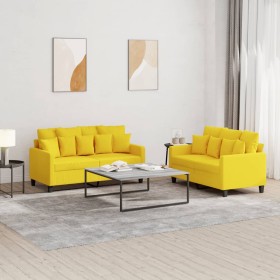 Juego de sofás con cojines 2 piezas tela amarillo claro de , Sofás - Ref: Foro24-3201653, Precio: 465,99 €, Descuento: %