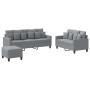 Sofa set with cushions 3 pieces light gray fabric by , Sofas - Ref: Foro24-3201672, Price: 584,99 €, Discount: %