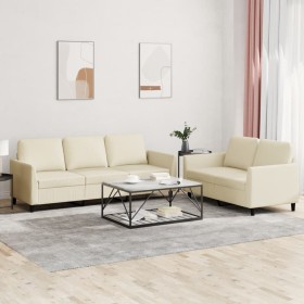 Cream synthetic leather 2-piece sofa set with cushions by , Sofas - Ref: Foro24-3201761, Price: 546,80 €, Discount: %