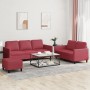 3-teilige Sofagarnitur aus rotem Kunstleder mit Kissen von , Sofas - Ref: Foro24-3201768, Preis: 557,60 €, Rabatt: %