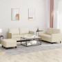 Dreiteilige Sofagarnitur aus cremefarbenem Kunstleder mit Kissen von , Sofas - Ref: Foro24-3201756, Preis: 543,54 €, Rabatt: %