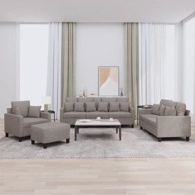 Sofa set with cushions 4 pieces taupe gray fabric by , Sofas - Ref: Foro24-3201647, Price: 724,99 €, Discount: %