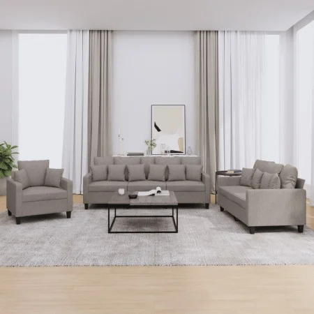 Sofagarnitur mit Kissen, 3-teilig, taupegrauer Stoff von , Sofas - Ref: Foro24-3201639, Preis: 610,47 €, Rabatt: %