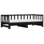 Trundle sofa bed solid black pine wood 90x190 cm by , Beds and slatted bases - Ref: Foro24-836164, Price: 178,20 €, Discount: %