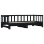 Trundle sofa bed solid black pine wood 90x190 cm by , Beds and slatted bases - Ref: Foro24-836164, Price: 178,20 €, Discount: %