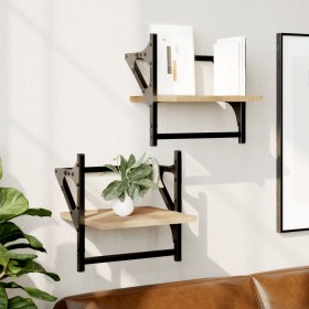 Wall shelves with bars 2 pcs Sonoma oak 30x25x30 cm by , Shelves and shelves - Ref: Foro24-836234, Price: 18,73 €, Discount: %