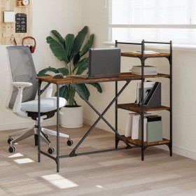 Computer desk with shelves smoked oak 120x47x109cm by , Desks - Ref: Foro24-836215, Price: 73,99 €, Discount: %