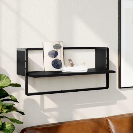 Wall shelf with black bar 65x25x30 cm by , Shelves and shelves - Ref: Foro24-836288, Price: 20,92 €, Discount: %