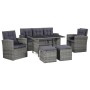 Set de muebles de jardín 6 pzas y cojines ratán sintético gris de vidaXL, Conjuntos de jardín - Ref: Foro24-43960, Precio: 87...