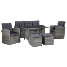 6-teiliges Gartenmöbel-Set und graue synthetische Rattankissen von vidaXL, Gartensets - Ref: Foro24-43960, Preis: 881,99 €, R...