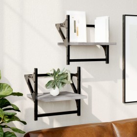 Wall shelves with bars 2 pcs Sonoma gray 30x25x30 cm by , Shelves and shelves - Ref: Foro24-836236, Price: 19,26 €, Discount: %