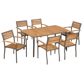 7-piece garden dining set made of solid acacia wood and steel by vidaXL, Garden sets - Ref: Foro24-44231, Price: 377,67 €, Di...