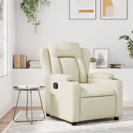 Sillón reclinable de cuero sintético crema de , Sillones - Ref: Foro24-372428, Precio: 236,54 €, Descuento: %