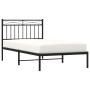 Bed frame with black metal headboard 100x190 cm by , Beds and slatted bases - Ref: Foro24-373685, Price: 67,49 €, Discount: %