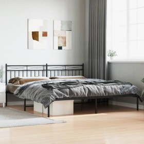 Bed frame with black metal headboard 200x200 cm by , Beds and slatted bases - Ref: Foro24-373698, Price: 107,10 €, Discount: %