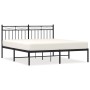 Bed frame with black metal headboard 150x200 cm by , Beds and slatted bases - Ref: Foro24-373693, Price: 95,71 €, Discount: %