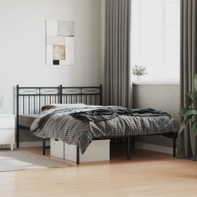 Estructura de cama con cabecero metal negro 140x190 cm de , Camas y somieres - Ref: Foro24-373691, Precio: 94,99 €, Descuento: %