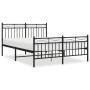 Black metal headboard and footboard bed frame 140x190 cm by , Beds and slatted bases - Ref: Foro24-373709, Price: 102,14 €, D...