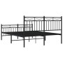 Black metal headboard and footboard bed frame 140x190 cm by , Beds and slatted bases - Ref: Foro24-373709, Price: 102,14 €, D...