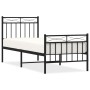 Bed frame with headboard and black metal footboard 80x200 cm by , Beds and slatted bases - Ref: Foro24-373700, Price: 85,46 €...