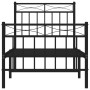 Bed frame with headboard and black metal footboard 80x200 cm by , Beds and slatted bases - Ref: Foro24-373700, Price: 85,46 €...