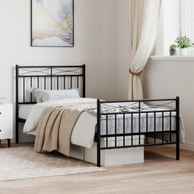 Estructura de cama con cabecero y estribo metal negro 90x200 cm de , Camas y somieres - Ref: Foro24-373702, Precio: 91,62 €, ...